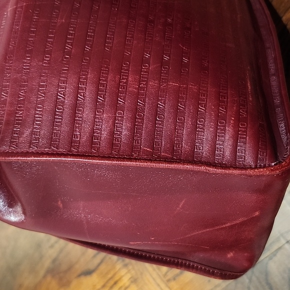Valentino Burgundy Embossed Tote - Picture 3 of 11